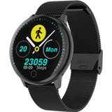 👉 Smartwatch zwart metalen active Q16 1,22 inch IPS kleurenscherm IP67 waterdicht, horlogeband, ondersteuning oproepherinnering / hartslagbewaking bloeddrukbewaking slaapbewaking (zwart)