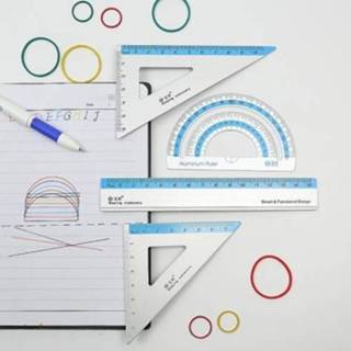 👉 Kompas aluminium active 2 STUKS Driehoek Heerser 4-delige Set Student Digitale Geometrie Schilderen Meting Willekeurige Kleur Levering