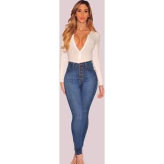 👉 Spijkerbroek blauw XL active Slim-fit met hoge taille (kleur: blauw, maat: XL)
