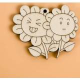 👉 Bord wit houten active 2 STUKS Primaire Kleur Kerstboom Decoratie Hanger Embryo Kleine Dierlijke Lijst (Zonnebloem)