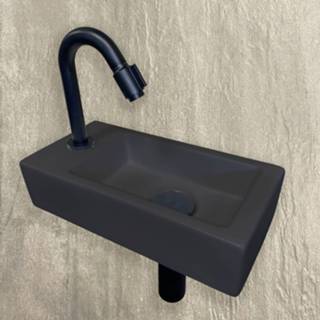 👉 Fonteinset quartz grijs keramiek rechthoek rinka links Boss & Wessing 36x18x9 cm 8719304918769