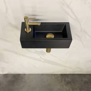 👉 Fonteinset quartz grijs messing goud keramiek rechthoek rinka links Boss & Wessing 36x18x9 cm Geborsteld 8719304918738