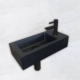 👉 Fonteinset zwart mat keramiek rechthoek rinka rechts Boss & Wessing 36x18x9 cm 8719304918714