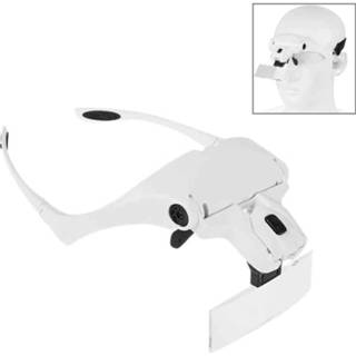 👉 Lens wit active 5 1.0X-3.5X Loep Bril Beugel Hoofdband Vergrootglas met 2 LED-verlichting Oogvergrotingsbril (wit)