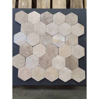 👉 Bruin marmer Mozaiek Hexagon Moccacino Y 30x30 cm Licht Stabigo 8719304733898