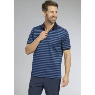 👉 Poloshirt, Marineblauw gestreept, Maat L