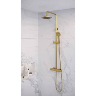 👉 Handdouche goud Regendoucheset Opbouw Brauer Gold Edition 20 cm Thermostatisch met 3-Standen Geborsteld 8720359364388