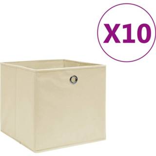 👉 Opbergbox stof active Opbergboxen 10 st 28x28x28 cm nonwoven crme 8720286087343