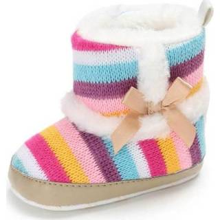 👉 Babyschoenen fluweel katoen antislip wol active baby's Babyschoentjes Hoge hak Warm Fluff Winter Indoor Zachte laarzen, Maat: 12CM (Wol regenboog)