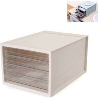 👉 Opbergkast transparante beige active lade Stapelbare desktop kantoor archiefkast, grootte: 4 lagen (beige)