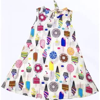 Mouwloze jurk wit active baby's kinderen Babymeisjesmode met donutprint, kindermaat: 130 meter (wit)