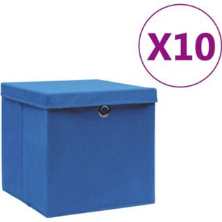 👉 Opbergboxen met deksels 10 st 28x28x28 cm blauw