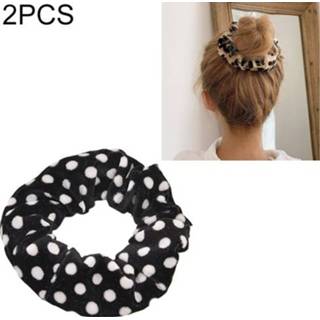 Hoofdband zwart wit fluwelen goud active 2 STUKS Luipaard Haar Ring Flanel Haarband Haarbal Zak Bloem (Zwart-wit stippen)