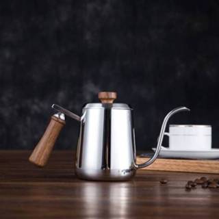 👉 Koffiepot houten active Swan Hand-Flushing Pot Druppelfilter Roestvrijstalen Slanke Handvat Lange Mond Pot, Capaciteit: 350ml