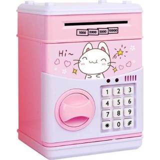 👉 Spaarpot active Simulatie Cartoon ATM Wachtwoord Veilig Automatisch Geld Roller met Muziek Munt (Happy Cat)