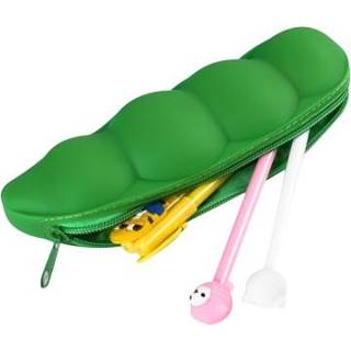 👉 Pencil groene silicone active Vegetable Series Stationery Bag Shaped Box Creatieve basisschool briefpapier, stijl: donkergroene erwten