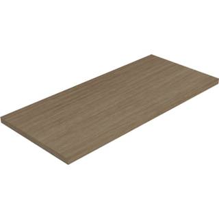 👉 Eiken spaanplaat hout rechthoekig dicht mat op onderkast Blinq Cleveland wastafelblad 140x45 cm. echt