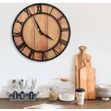 👉 Wandklok bruin zwart MDF IJzer active 39 cm en 8720286137963