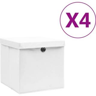 👉 Opbergbox wit active Opbergboxen met deksels 4 st 28x28x28 cm 8720286087251