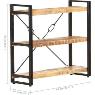 👉 Boekenkast active mannen met 3 schappen 90x30x80 cm massief mangohout 8720286200650