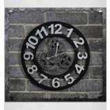 👉 Wandklok hout zilver active Originaliteit Amerikaanse industriële stijl Vintage Old Gear (zilver)