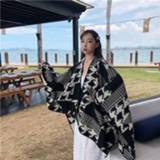 👉 Warmtesjaal active Herfst en winter reizen Wild verdikte warmte sjaal sjaalmantel, afmeting: 150 x 130 cm (geometrische pied-de-poule)