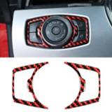 👉 Schakelaar koolstofvezel active 2 in 1 Auto Koplamp Knop Frame Decoratieve Sticker voor Ford Mustang