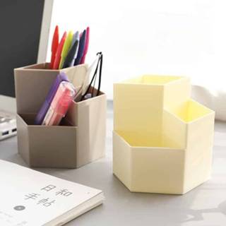👉 Opbergdoos plastic active 4 STUKS Multifunctionele Zeshoekige Pennenhouder Desktop Student Kantoorbenodigdheden Willekeurige Kleur