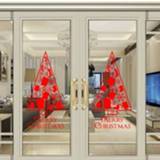 👉 Kerstboom rood active Woonkamer Vensterglas Deur Verwijderbare Waterdichte Kerst Muursticker Decoratie (Rood)