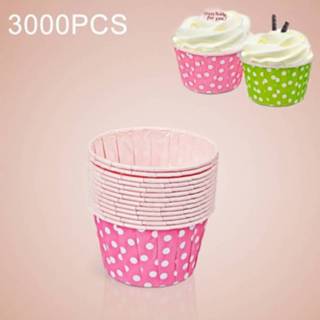 👉 3000 STKS Dot patroon ronde laminering Cake Cup vormpjes Chocolade Cupcake Liner bakken Cup, grootte: 5 x 3,8 x 3 cm (roze)