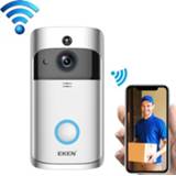 👉 Monitor zilver active EKEN V5 Slimme telefoongesprek Visuele opname Videodeurbel Nachtzicht Draadloze WiFi-beveiliging Home Intercom Deurbel, standaard (zilver)