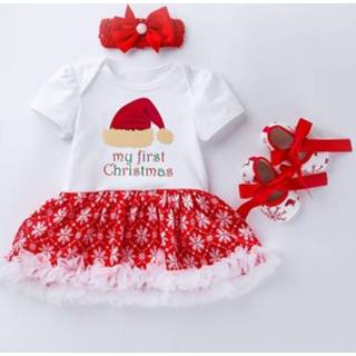 👉 Kerstmuts active baby's Babykleertjes met korte mouwen en cartoonprint Driedelige set (kleur: maat kerstmuts: 66)
