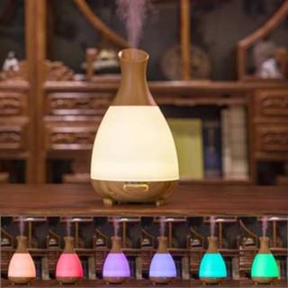 👉 Vaas bruin active 200 ml kleurrijke lichte houtnerf draagbare vorm aromatherapie luchtreiniger luchtbevochtiger voor thuis / kantoor (bruin)