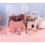 👉 Verpakking grijs roze active 2 pakjes Cartoon Nougat Sneeuwvlokken Zak Koekje Rits (Grijs Kattenset)