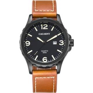 👉 Quartz horloge bruin leer active CAGARNY 6856 Fashion met leren band (bruin)