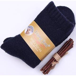 Sock blauw active mannen vrouwen Thicken Thermal Wool Cashmere Winter Middle Tube Warm Socks (Nav Blue for Men)