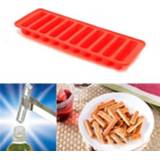 👉 Siliconen mal rood active 10 gelijkmatige reepjes Worst Hotdog Ham Cake Baking Finger Biscuit Mold (rood)