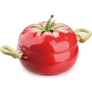 👉 Koekenpan active Creative Cute Tomato Shaped Pot Complementary Food Non-stick Fornuis Universeel, Stijl: Soeppan