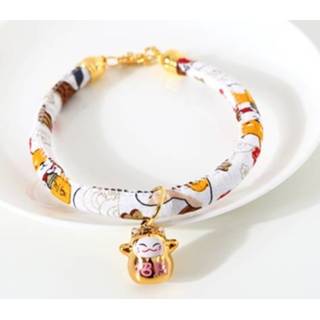 👉 Halsband wit s active 4 STKS Lucky Cat Koperen Bel Verstelbare Pet Kat Ketting, Maat: 20-25 cm (Wit Shiba Inu)