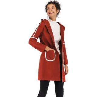 👉 Wollen jas bruin l active vrouwen Lange, warme, dikke met dubbele zak voor dames (kleur: bruin, maat: L)