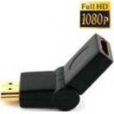 👉 HDMI 19-pins mannelijk naar HDMI 19-pins vrouwelijke SWIVEL-adapter (180 graden) (verguld) (zwart)
