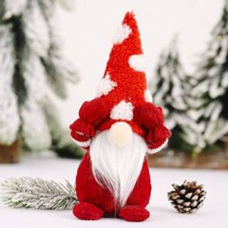 👉 Hoed rood active senioren 3 STKS Kerstdecoratie Sneeuwvlok Bedekt Oogpop Bos Ouderen Decoratie Kleine Pop (Rood)