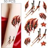 👉 Tattoo active S-024 50 STKS Halloween Terror Realistische Wond Bloedletsel Litteken Tijdelijke Sticker