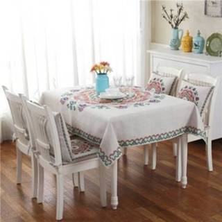 👉 Linnen tafelkleed active met retro patroon voor het diner Woondecoraties Stofdicht tafelkleed, afmeting: 140x140cm (Bohemen)
