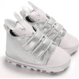 👉 Antislip-zool katoen zilver active baby's Babymeisjesschoenen Zacht Antislipzool Eenhoornkop Baby-peuter Thoes, maat: 13cm (zilver)