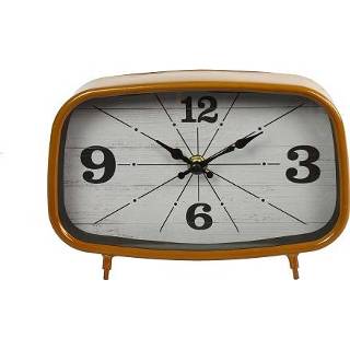 👉 Klok staal nikkel antraciet Countryfield Axel 20 x 13,5 cm staal/nikkel cognac 8718317791505