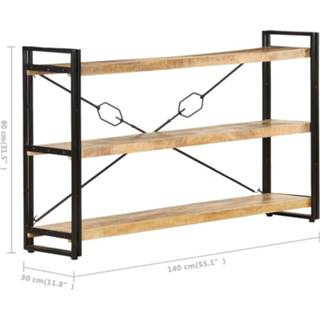 👉 Boekenkast active mannen met 3 schappen 140x30x80 cm massief mangohout 8720286200667