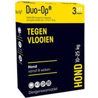 👉 Pipet Duo-Op Hond 10 tot 25 kg - 250 mg 3 pipetten 8713112004577