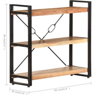 👉 Boekenkast acaciahout active met 3 schappen 90x30x80 cm massief 8720286200605