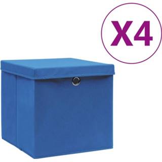 👉 Opbergbox active blauw Opbergboxen met deksels 4 st 28x28x28 cm 8720286087138